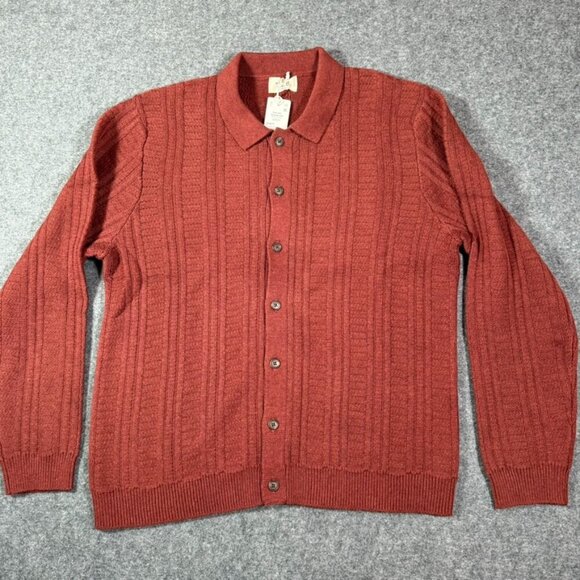 Marine Layer Mens Arthur Sweater Button Down Veneer Large Wool Blend Large NWT - Picture 4 of 15